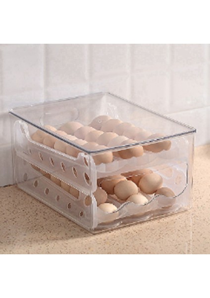 2x Slayt Yumurta Saklama Kutusu Yumurta Tutucu Konteyner Buzdolabı Çekmece Istiflenebilir Gıda Yumurta Kutusu Mutfak Buzdolabı Organizatör (Yurt Dışından) fiyatları