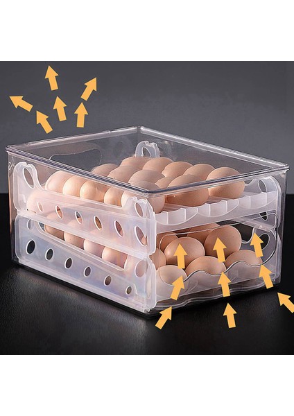 2x Slayt Yumurta Saklama Kutusu Yumurta Tutucu Konteyner Buzdolabı Çekmece Istiflenebilir Gıda Yumurta Kutusu Mutfak Buzdolabı Organizatör (Yurt Dışından) indirimleri