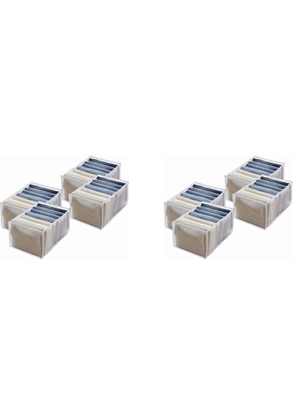 8 Adet Gardırop Saklama Organizatörü, Kot Bölmesi Saklama Kutusu Beyaz (Yurt Dışından)