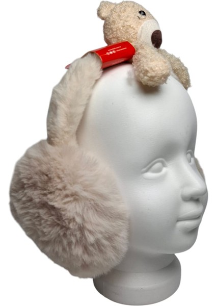 Spteks Kitti Kız Çocuk Bej Rengi Ayıcık Maskotlu Kışlık Peluş Kulaklık fırsatları