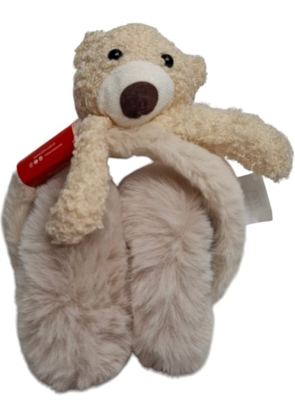 Spteks Kitti Kız Çocuk Bej Rengi Ayıcık Maskotlu Kışlık Peluş Kulaklık indirimleri