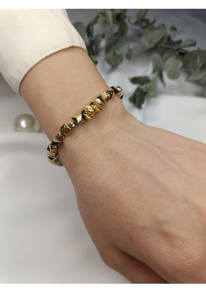 Kadın Gold Renk Prizma Model 316 L Çelik Gurmet Zincir Bileklik indirimleri