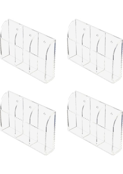 4x Şeffaf Akrilik Uzaktan Kumanda Tutucu Duvara Montaj Medya Organizatör Saklama Kutusu (Üç Bölme) (Yurt Dışından)