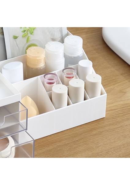 Bölmeli Masaüstü Saklama Kutusu Çekmece Stili Yerden Tasarruflu Kutu Makyaj Için Organizatör Kabı-Beyaz (Yurt Dışından) modelleri