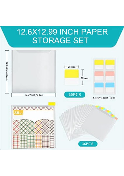 36 Adet Koleksiyon Defteri Kağıdı Depolama, Kağıt Organizatör Depolama 60 Adet Yapışkan Dizin Sekmeleri ile Tutmak Için 32X33CM Koleksiyon Defteri Kağıdı (Yurt Dışından) indirimleri