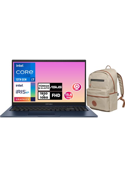 Vivobook 15 I7-1355U 16GB 512GB SSD 15.6" Fhd Freedos Notebook + Çanta X1504VA-NJ1499 009