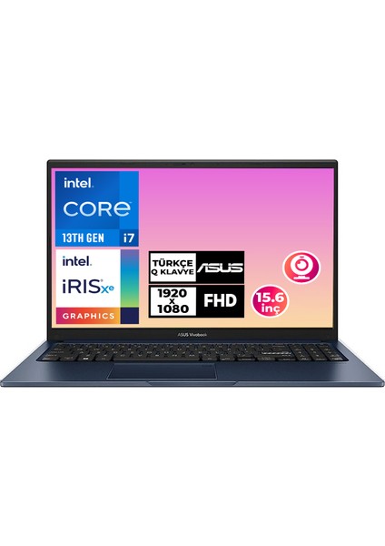 Vivobook 15 I7-1355U 12GB 512GB SSD 15.6" Fhd Freedos Taşınabilir Bilgisayar X1504VA-NJ1499