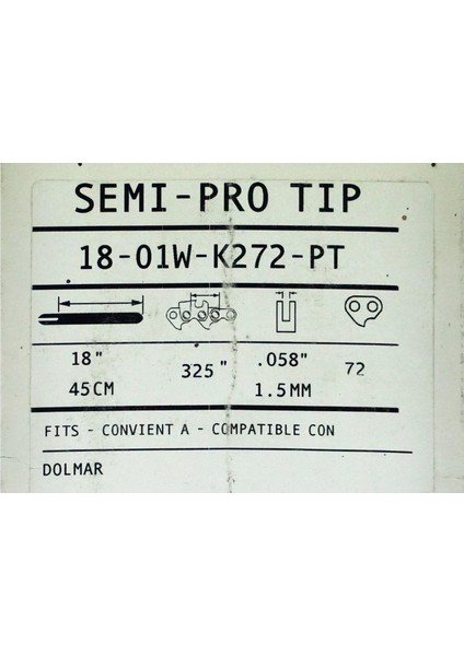 Semi Pro 36 Diş 325" Testere Kılavuzu 41 cm 18-01W-K272-PT fiyatları