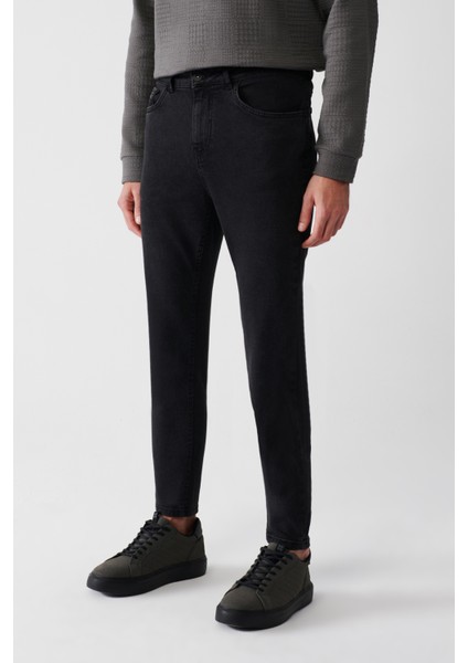 Erkek Antrasit Eskitme Yıkamalı Esnek Jean Pantolon E003513 modelleri