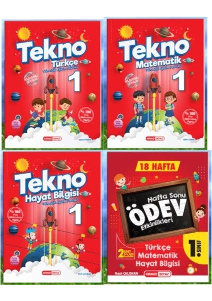 (Sınıf: 1 / Dönem: 2) Türkçe / Matematik / Hayat Bilgisi / Hafta Sonu Ödev Etkinlikleri 4'lü Set