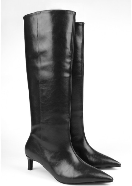 Kadın Blaze Siyah Cilt Kısa Sivri Topuklu Çizme fiyatları