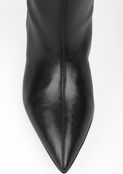 Kadın Blaze Siyah Cilt Kısa Sivri Topuklu Çizme indirimleri