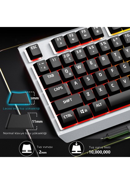 KB121 USB Kablolu Makro Tuşlu Rainbow Efektli Mekanik Hisli Membran Gaming Q Siyah Klavye fırsatları