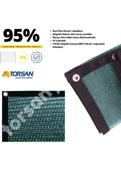 Gölgelik File – 95 Lik – 120 gr – Yeşil – Gölgelik Örtü – Şeritli Halkalı - 2 Metre x 3 Metre