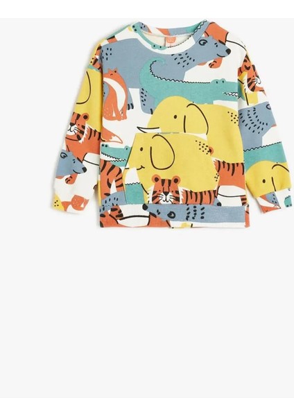 Desenli Erkek Çocuk Çok Renkli Sweatshırt 5WMB10006TK-A
