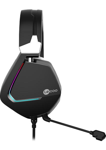 HT402 USB + 3.5mm Jack Kablolu RGB LED Aydınlatmalı Çıkartılabilir Mikrofonlu Kulak Üstü Gaming Kulaklık Siyah