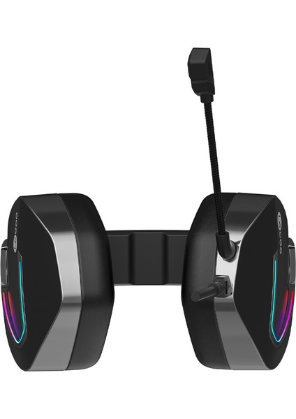 HT402 USB + 3.5mm Jack Kablolu RGB LED Aydınlatmalı Çıkartılabilir Mikrofonlu Kulak Üstü Gaming Kulaklık Siyah