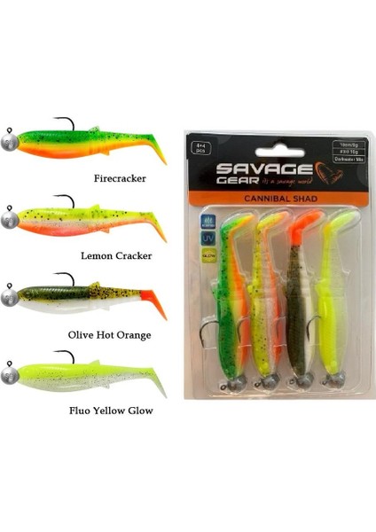 Cannibal Shad 10CM 9GR+10GR Dark Water 4ADET Hazır Silikon Yem Seti