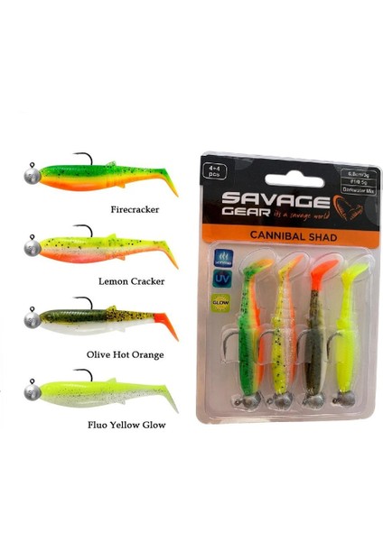 Cannibal Shad 6.8cm 3gr+5gr Dark Water 4ADET Hazır Silikon Yem Seti
