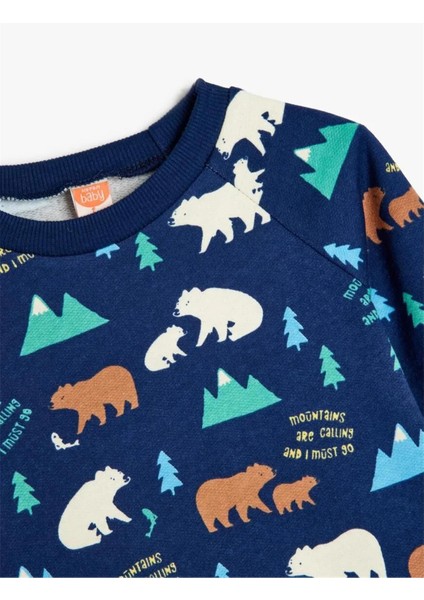 Sweatshirt Uzun Kollu Hayvan Grafik Baskılı Pamuklu modelleri