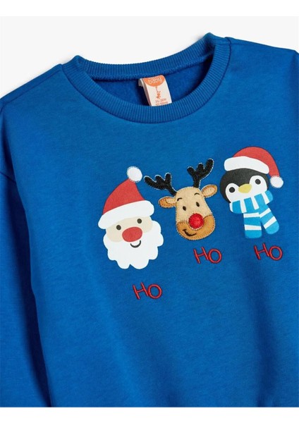 Yılbaşı Sweatshirt Temalı Uzun Kollu Bisiklet Yaka Baskı Detaylı Şardonlu modelleri