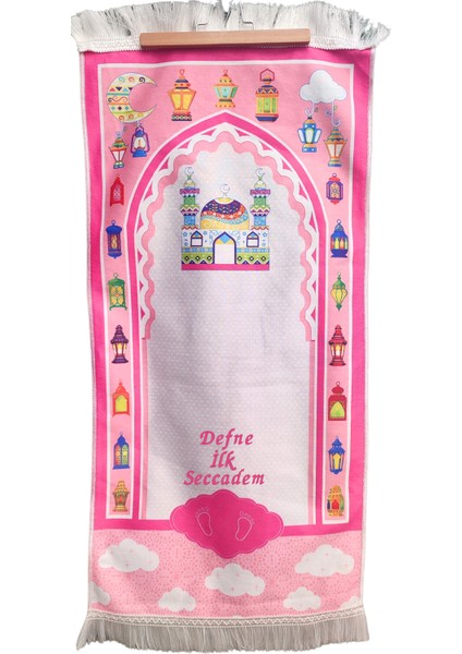 Pembe , Mavi Çocuk Isimli Nakışlı Seccade , Namazlık - 40 x 95 cm