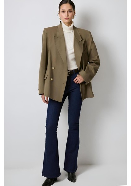 Haki Renk Gold Düğmeli Blazer Ceket MKN3056 modelleri
