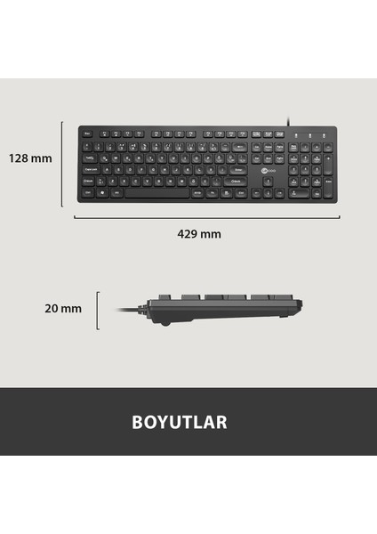 KB102 USB Kablolu Türkçe Q Klavye Siyah