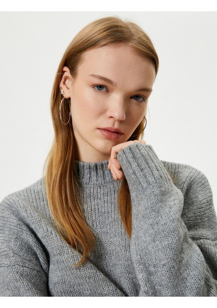 Triko Tunik Bisiklet Yaka Uzun Kollu Akrilik Karışımlı