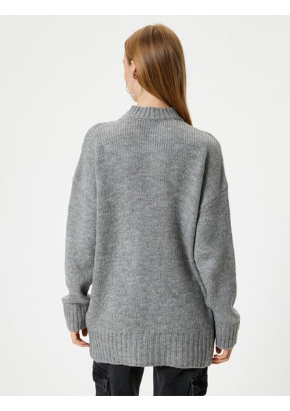 Triko Tunik Bisiklet Yaka Uzun Kollu Akrilik Karışımlı fırsatları