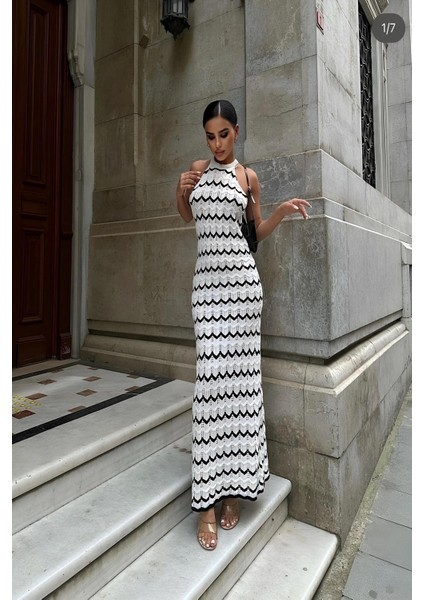 Halter Yaka Örme Elbise MKN2038