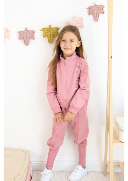 Kız Çocuk Paça Ribana Model Fermuarlı Eşofman Takımı fırsatları