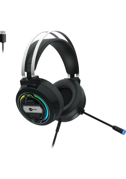 HT401 Kablolu USB 2.0 RGB LED Aydınlatmalı Mikrofonlu Kulak Üstü Gaming Kulaklık Siyah