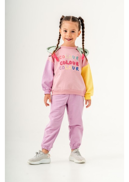 Kız Çocuk Iki Iplik Kapşonlu Eşofman Takımı