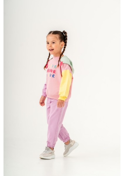 Kız Çocuk Iki Iplik Kapşonlu Eşofman Takımı