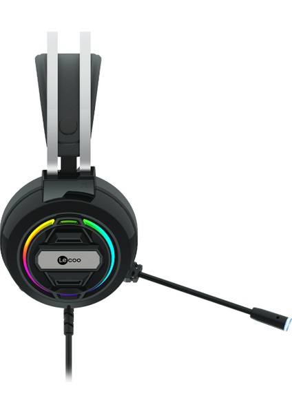 HT401 Kablolu USB 2.0 RGB LED Aydınlatmalı Mikrofonlu Kulak Üstü Gaming Kulaklık Siyah