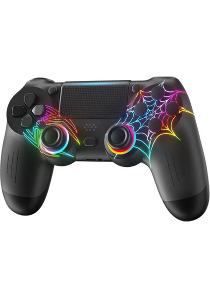 Ps4 Joystick Pc Uyumlu Titreşimli Oyun Kolu Rgb Spiderman Bluetooth Gamepad Ps4/pc