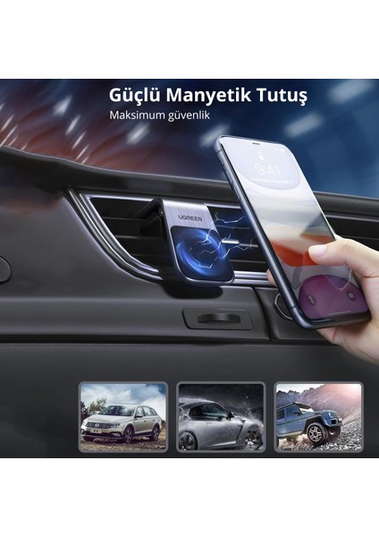 Uzun Manyetik Araç Içi Telefon Tutucu, Siyah - 80712
