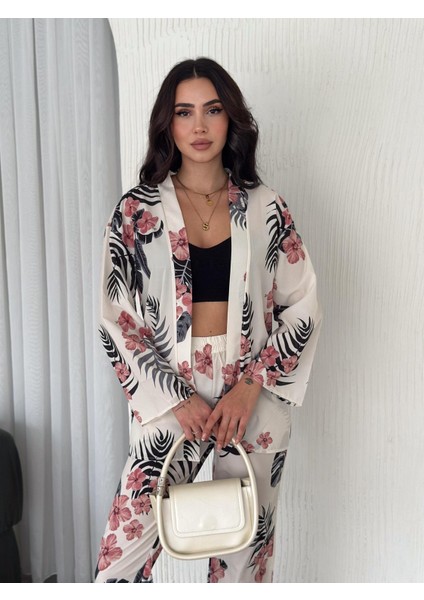 Çiçek Desenli Kimona Takım