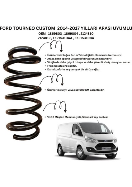 2 Adet Standart Yay ST110126F – Ford Tourneo Custom (2014-2017) Ön Helezon Yay Takımı