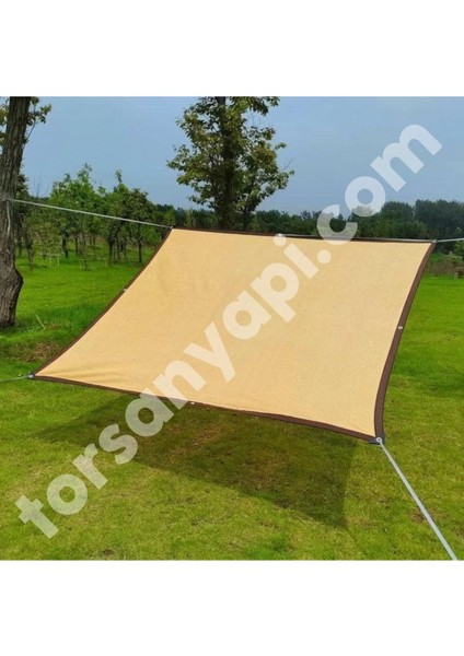 Tel Çit Filesi – 75Lik Gölgelik File – Siyah Şeritli Halkalı – Krem Renk - 1 Metre x 30 Metre
