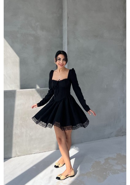 Siyah Dream Korse Detaylı Uzun Kollu Elbise fiyatları