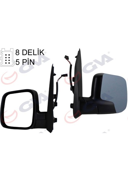 Diş Dikiz Aynasi Sol Fiorino-Bipper-Nemo 07 Elektrikli Isitmali Astarli Konveks 5 Fiş VM-6115EHPL 10