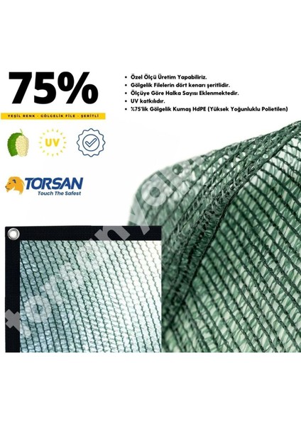 Dut Filesi – Yüzde 75 Lik – Yeşil – Şeritli Halkalı - 6 Metre x 100 Metre fiyatları