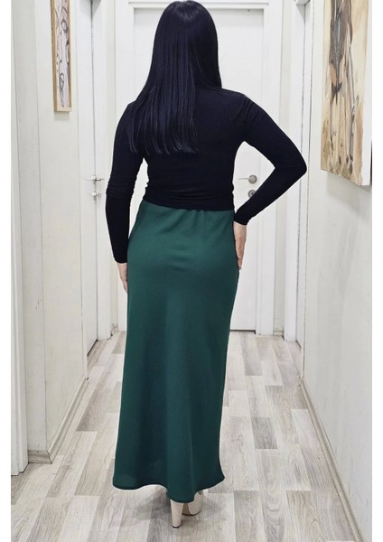 Beli Lastikli Verev Kesim Büyük Beden Etek 6006-YEŞIL modelleri