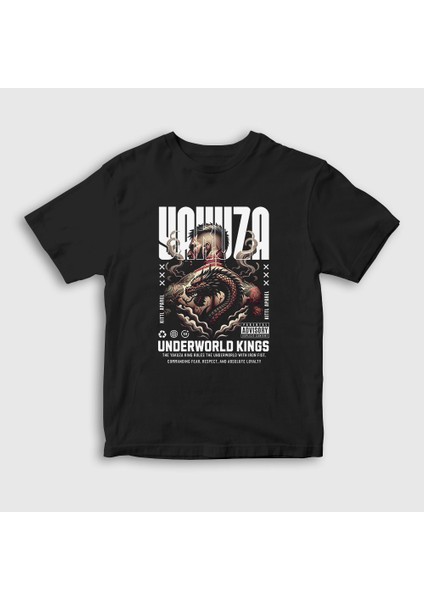 Çocuk Siyah Yakuza Tattoo Dragon Japan Japonya T-Shirt