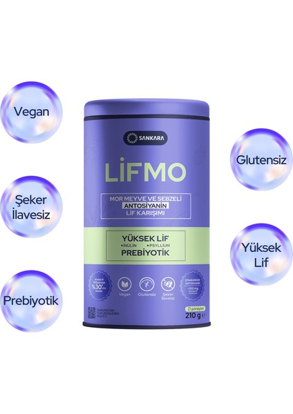 Lifmo Mor Meyve ve Sebzeli Antosiyanin Lif Karışımı 210 gr