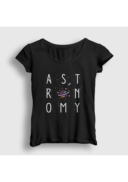 Kadın Siyah Uzay Bilim Astronomi Astronomy T-Shirt