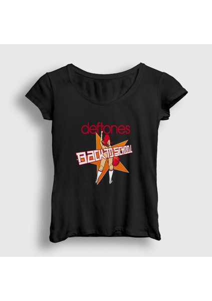 Kadın Siyah Back To School Müzik Deftones T-Shirt