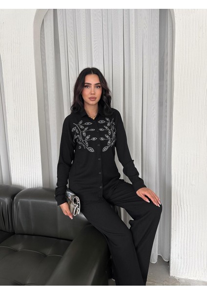 Kadın Örme Ikili Takım Siyah modelleri